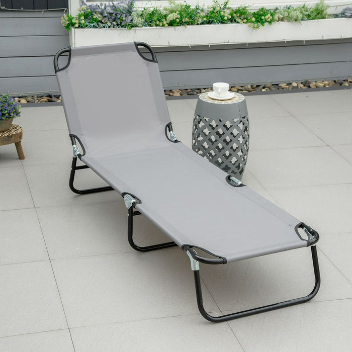 Ultimate Comfort Lounge Chair: 5-Level Adjustable Backrest, Reinforced Metal Frame, Grey