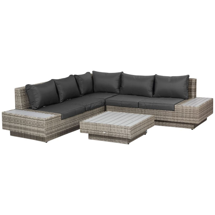 Luxury 5-Seater Rattan Sectional Sofa Set - Light Grey