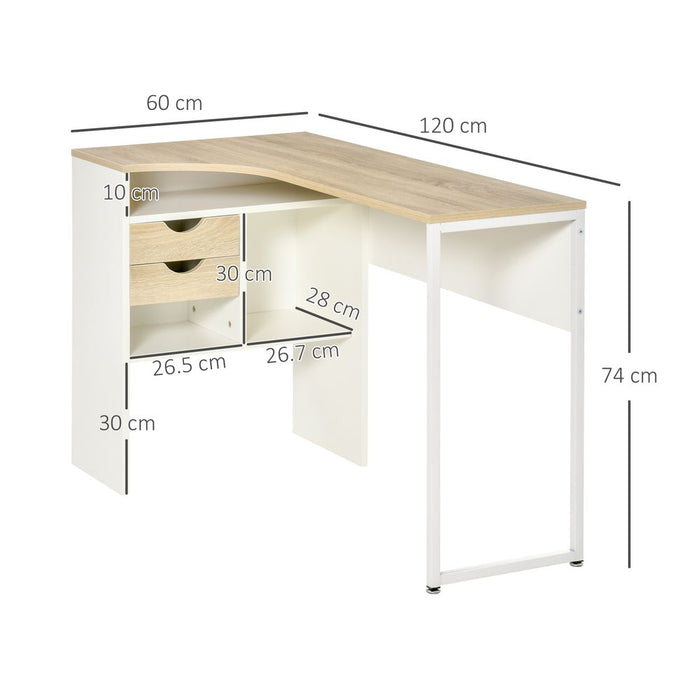 Premium Oak & White L-Shaped Corner Computer Desk - Storage Workstation - Buy with Confidence!