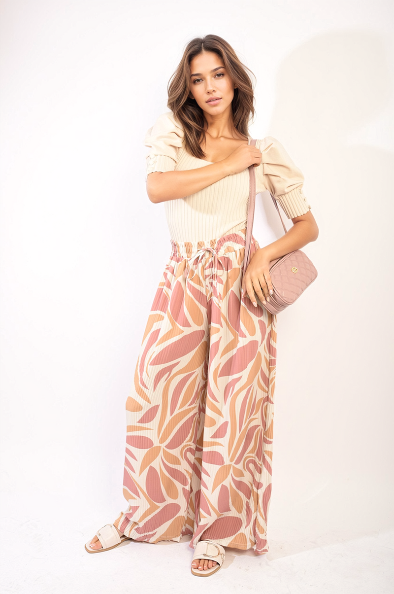 Abstract Pattern Wide Leg Trousers