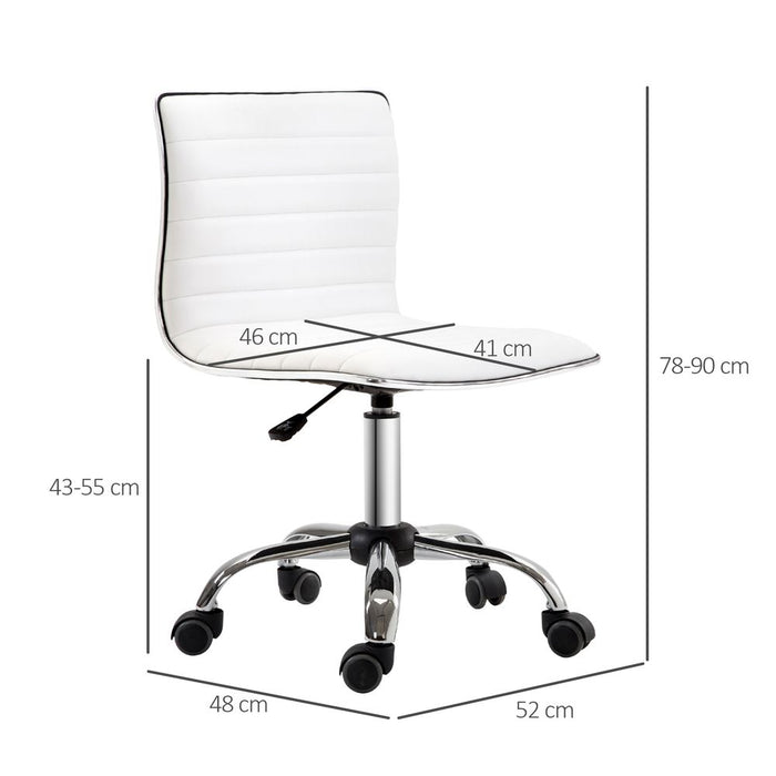 Armless Mid-Back Adjustable Office Chair  360 Swivel Ergonomic White HOMCOM