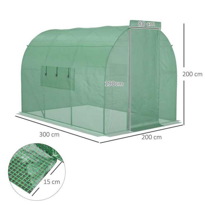 Outsunny 3x2M Walk-in Polytunnel Garden Greenhouse - High-Quality Steel Frame, Durable PE Cloth & Reinforced Design