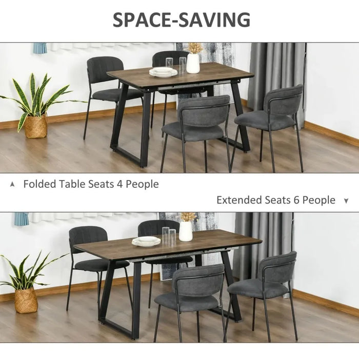 Extendable Dining Table Rectangular Wood Effect Tabletop with Metal Frame