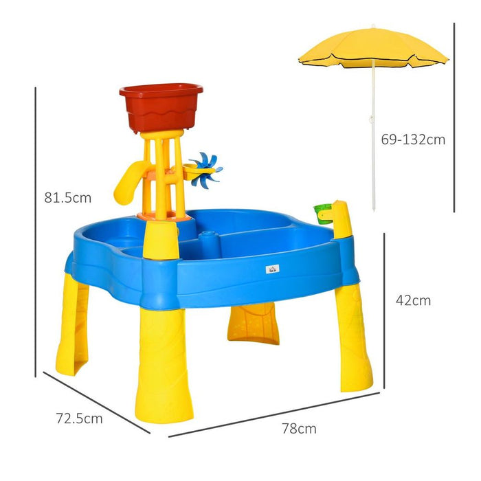 HOMCOM 2 in 1 Sand and Water Table, for 18+ Months, Kids Outdoor Beach Garden