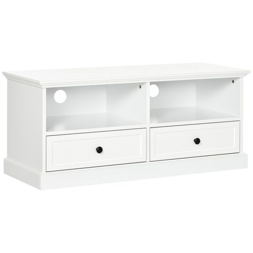 HOMCOM TV Stand with Drawers Shelves and Cable Management, for 45" TVs, White