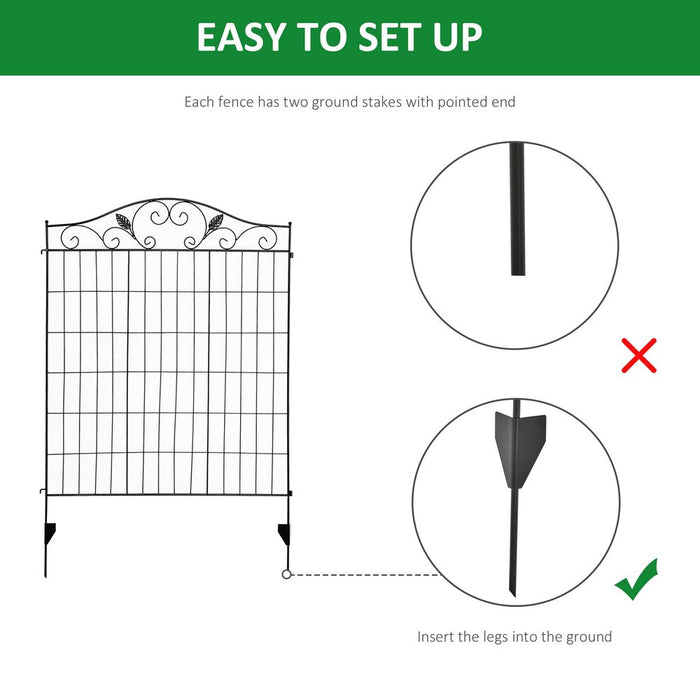 Garden Fence Panels - Steel Wire Border Edging - Outsunny - 4 Panels 44in x 12ft - Elegant & Practical