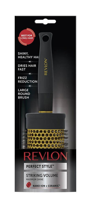 Revlon Ionic Ceramic Round Barrel Blow Dry Hair Brush-Striking Volume Nano Tech