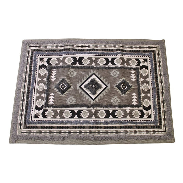 Statement-Making Grey Patterned & Tufted Rug, 60x90cm