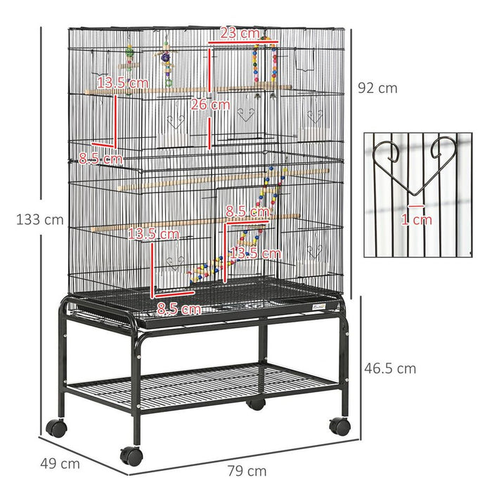 Deluxe Bird Cage: Spacious & Fun With Stand, Wheels, Toys - Ideal for Budgies, Finches, Parakeets