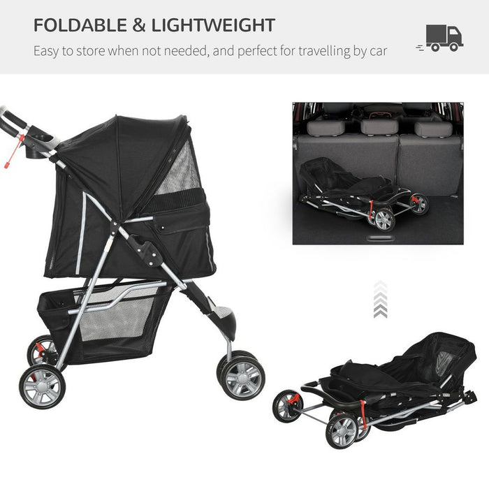 Premium 3-Wheel Pet Stroller: Stylish, Safe, and Versatile for Cats and Puppies