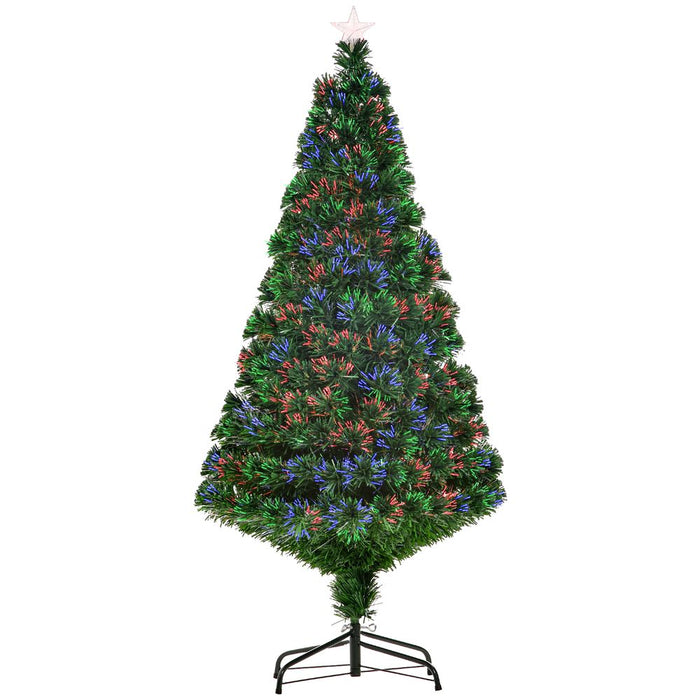 Pre-Lit Fibre Optic Artificial Christmas Tree Tree Topper Multi-Colour 5ft