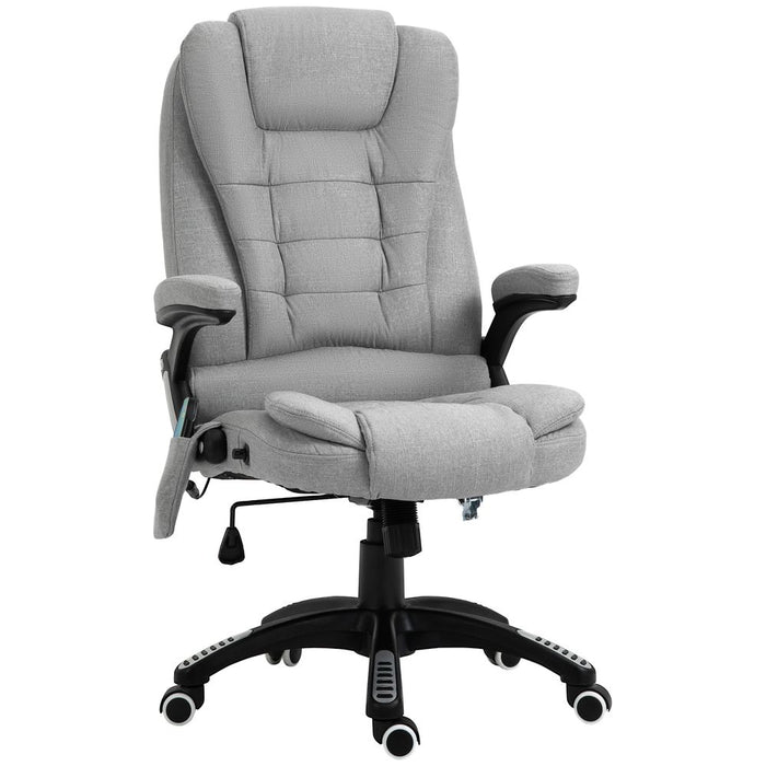 Executive Reclining Chair w/ Heating Massage Points Relaxing Headrest Grey