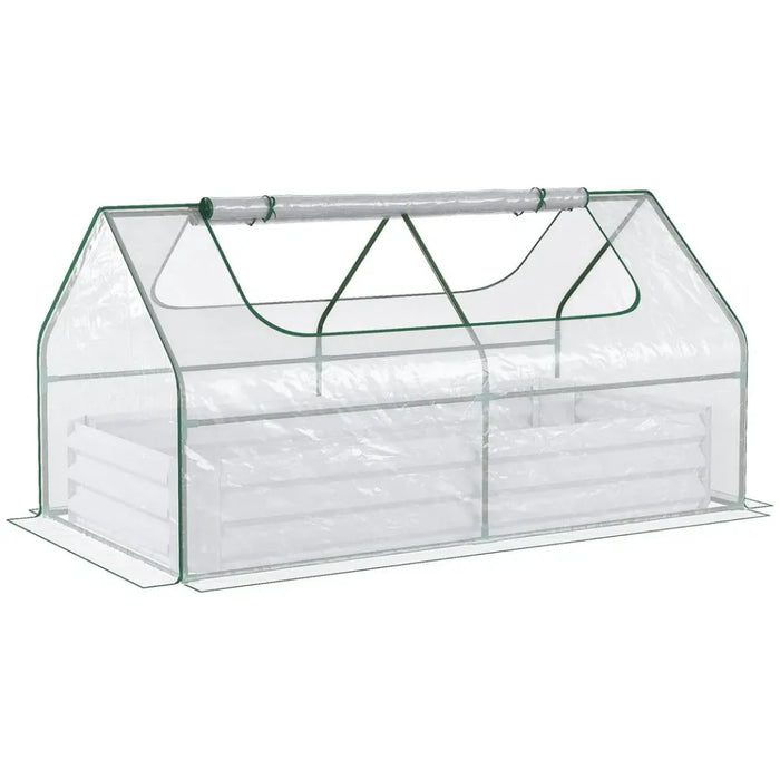 Steel Raised Garden Bed Planter Box with Greenhouse - Dual Use - Clear - Professional Quality