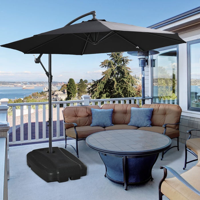 Square Parasol Base: Portable Umbrella Stand with Wheels, Black