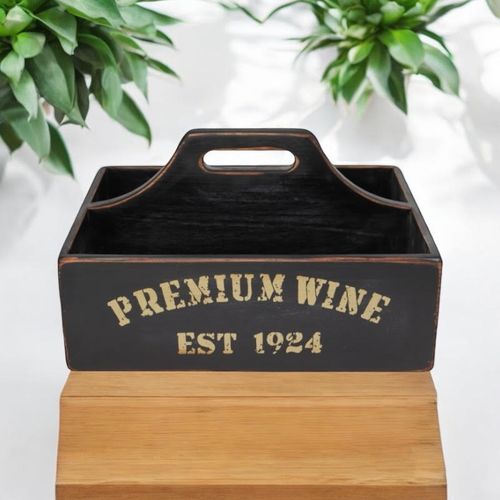 35CM BLACK WOODEN WINE HOLDER