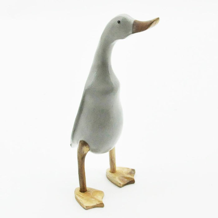 Premium Hand-carved 45cm Grey Standing Web Feet Duck - Top Quality Fair Trade Art from Indonesia