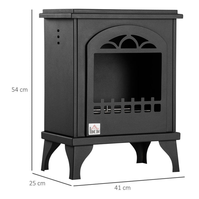 HOMCOM Free Standing Ethanol Fireplace, Bioethanol Heater Stove Fire with 1.2L Tank, 3 Hours Burning Time, Black