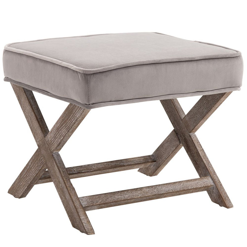 Footstool Padded Seat X Shape Chair Vintage Velvet Cover Shabby Footrest