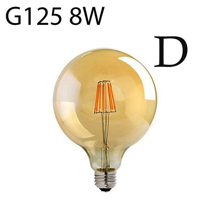 Vintage Amber LED Filament Bulb - G125 E27 8W, Retro Style, High Quality, Long Lasting