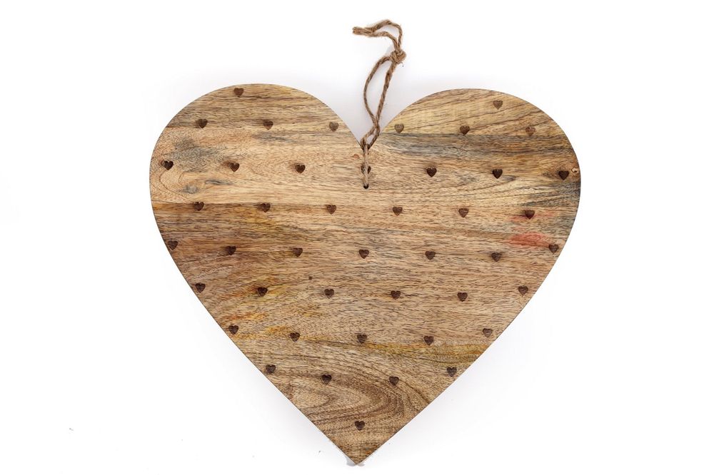 Handcrafted Heart Shaped Wooden Chopping Board 40cm