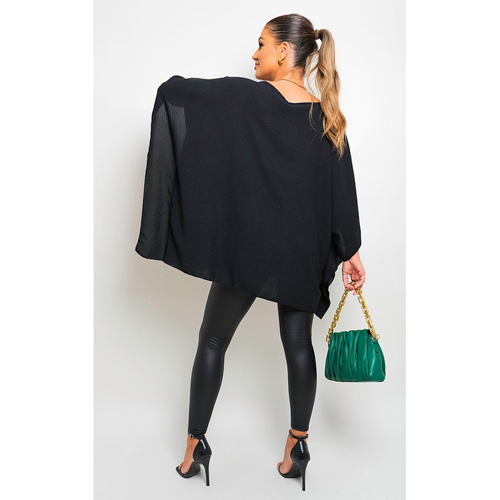 Effortlessly Chic Oversized Batwing Casual Tops