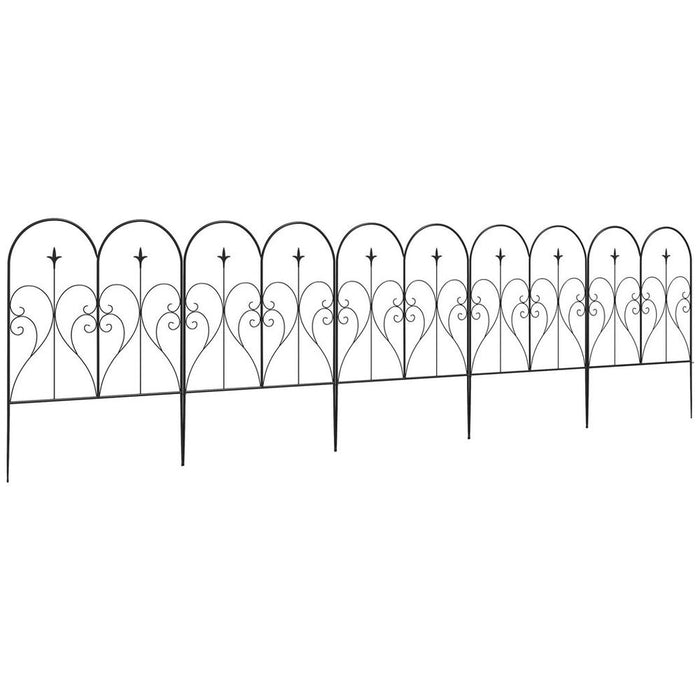 Outsunny 5PCs Decorative Garden Fencing 32in x 10ft Metal Border Edging