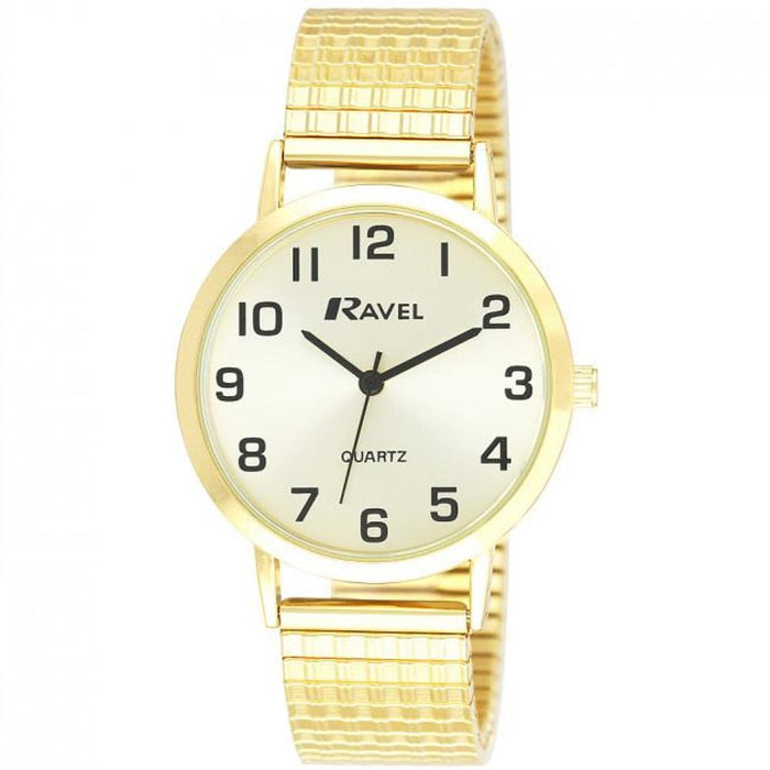 Ravel Mens Basic Slimline Watch - Soft Comfort Expander Bracelet - Gold - R0201.11.1s