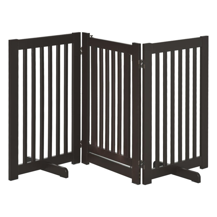 Premium MDF Dog Gate - Step Over Panel Fence - Expandable Folding - Brown