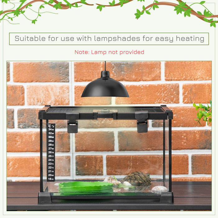 PawHut Glass Reptile Terrarium Insect Breeding Tank Vivarium Habitats with Thermometer for Lizards, Horned Frogs, Snakes, Spiders - Medium 50 x 30 x 25cm