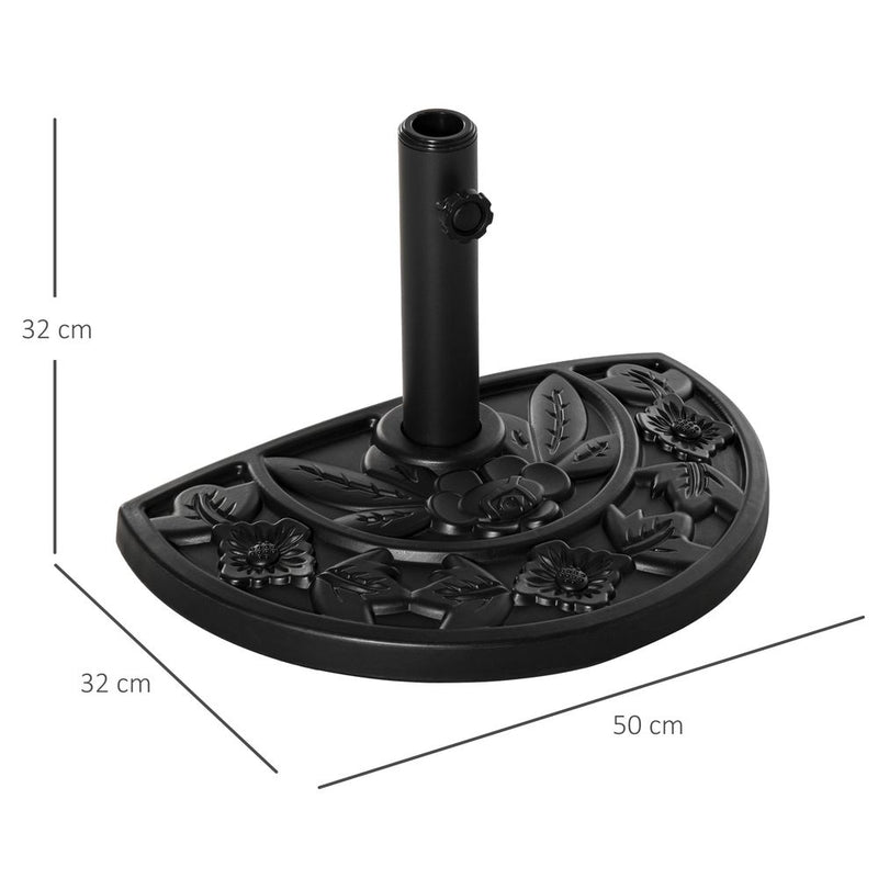 Elegant Half Round Parasol Base - Weather-resistant for Balcony - Black