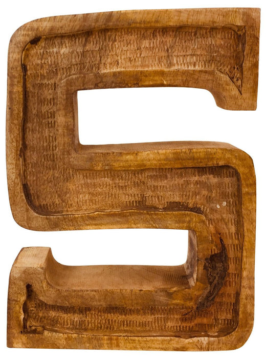 Rustic Hand Carved Wooden Letter S - Intricate Embossed Design - Free Standing or Wall Mounted - Perfect for Decor