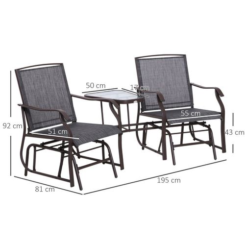 Double Glider Rocking Chairs Garden Table High Back Conversation Duo Set