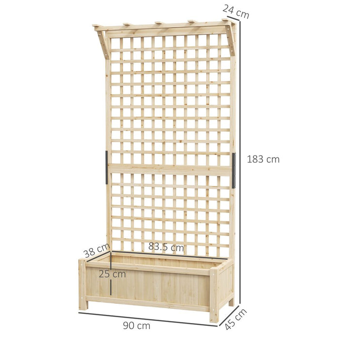 Outsunny Wood Planter with Trellis for Climbing Plants Vines Planter Box Natural