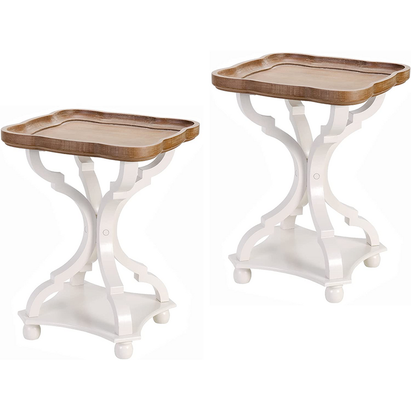 Knight Home Elizabeth French Country Accent Table with Octagonal Top, Natural + Distressed Black