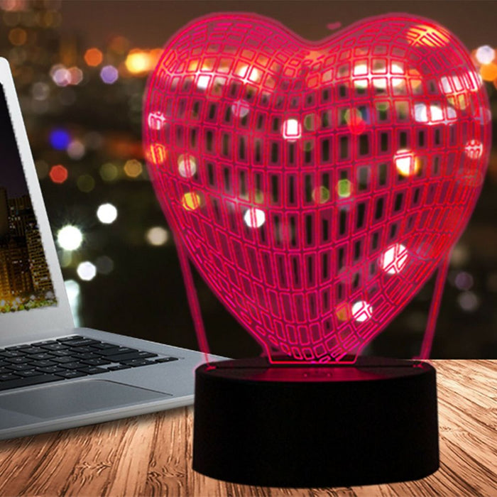 3D Heart Night Light - Color Changing LED Lamp