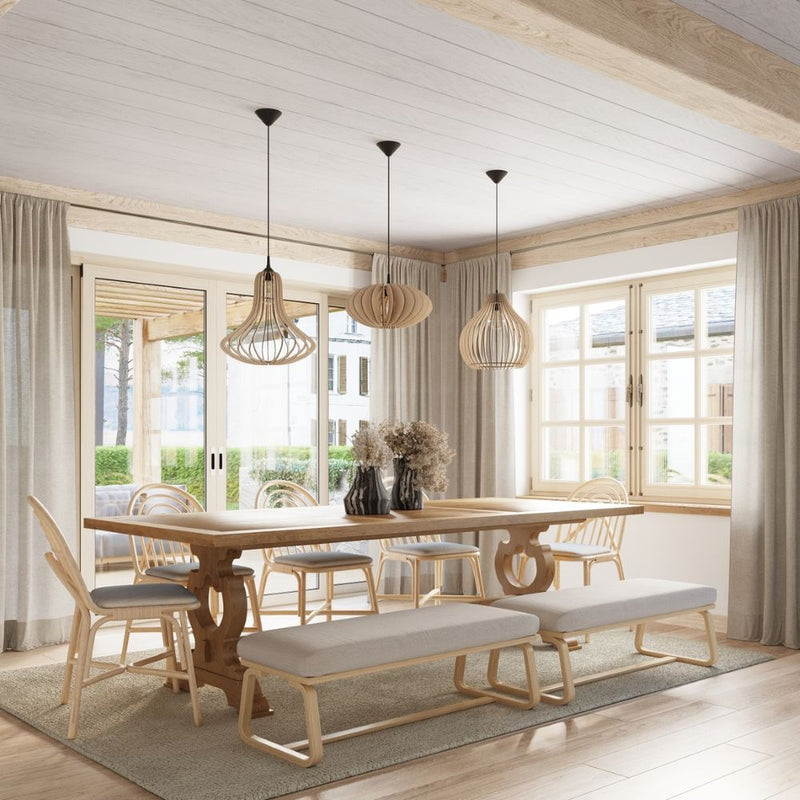 Elza Pendant Lamp: Scandinavian Design, Wood Construction, E27 Socket