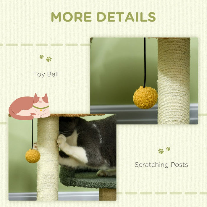 Ultimate Indoor Cat Tree: 52cm, Scratching Posts, 2 Beds, Toy Ball