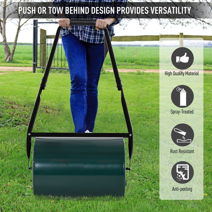 Outsunny 30cm Metal Lawn Roller-Deep Green - Flatten Your Garden with Ease