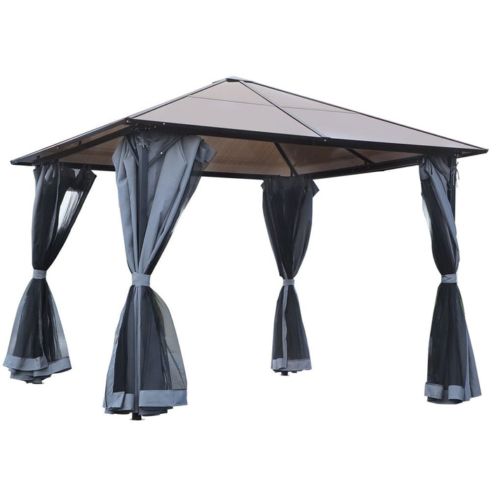 Premium Outdoor Garden Gazebo | 3x4m | Hardtop Roof | Mesh Curtains | Grey