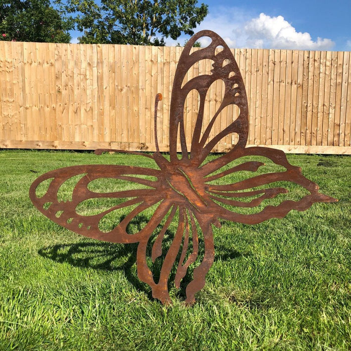 LARGE RUSTY METAL BUTTERFLY Garden Ornament - Indoor/Outdoor Decoration