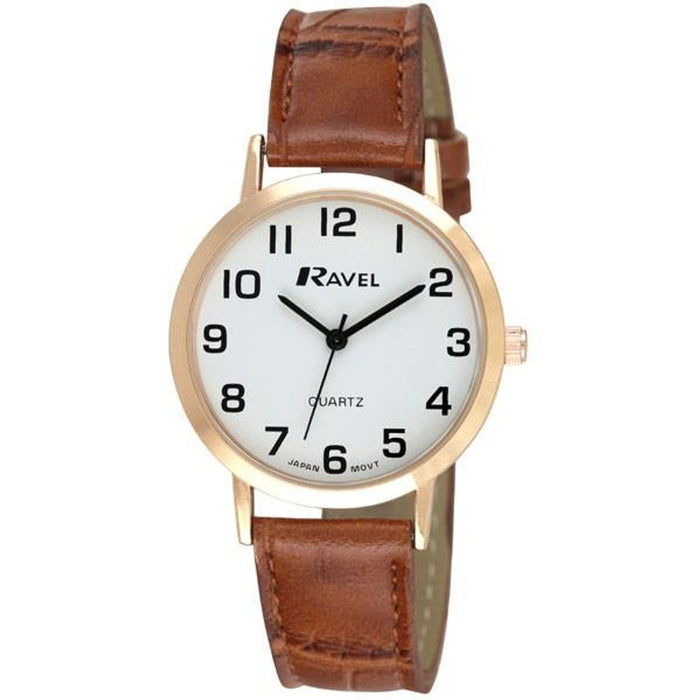 Premium Ravel Mens Classic Brown/Gold Strap Watch - High Quality, Easy Read, Guaranteed R0102.14.1A