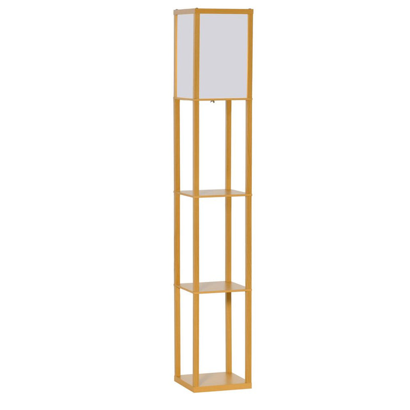 Modern 4-Tier Floor Lamp w/ Storage Shelf - Natural Light