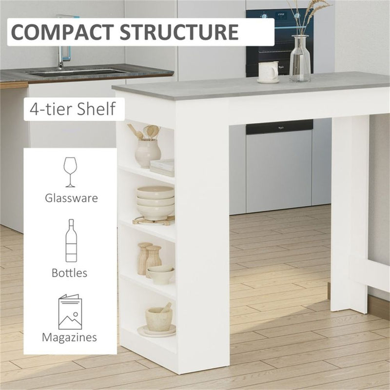 Coffee Table / Bar table | Clean white frame, with wood-effect table top | Grey