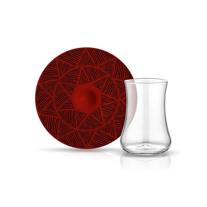 Dervish ZDA Horus Tea Glass and Saucer - Red