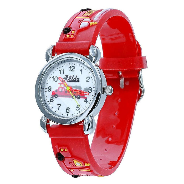 Relda Kids Fire Engine Red Silicone Strap Boy's Watch - REL48