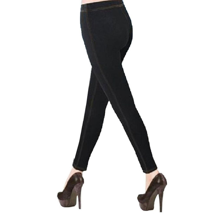 Ladies Denim Look Stretch Elasticated Slim Fit Jeggings