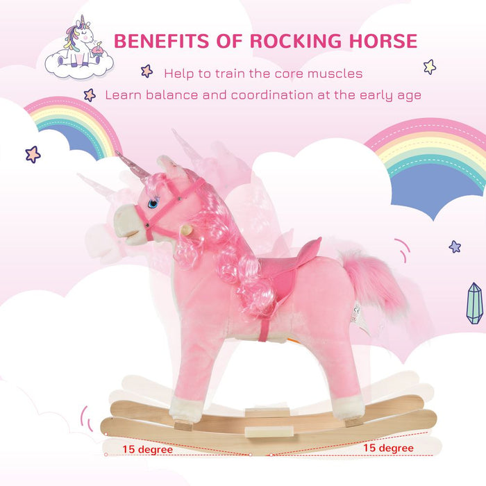 Interactive Rocking Unicorn Ride-On Horse with Moving Mouth & Tail Sounds 36-72 Mnths