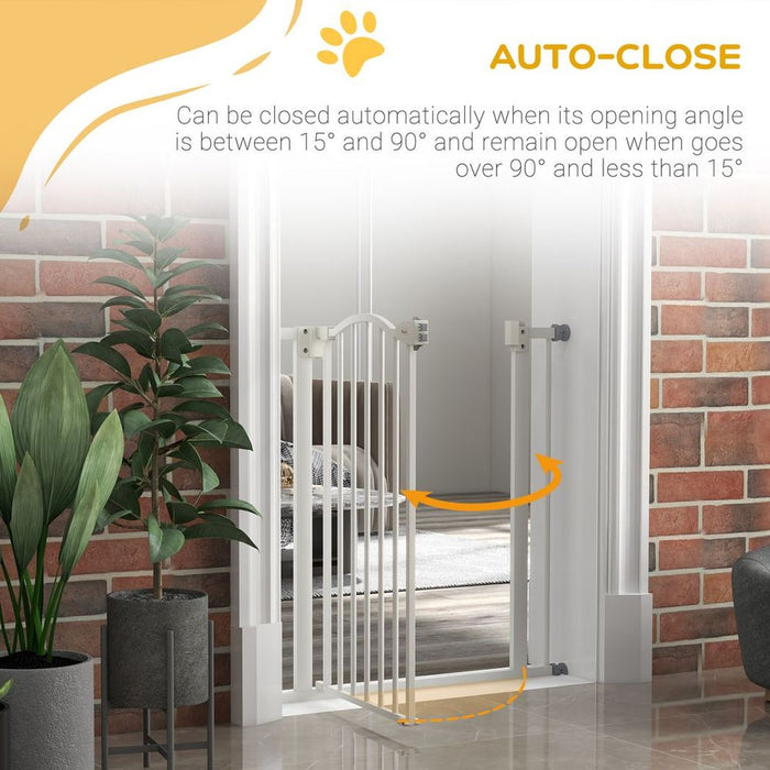 PawHut 74-80cm Adjustable Pet Gate Barrier- Auto-Close, Metal, High Quality