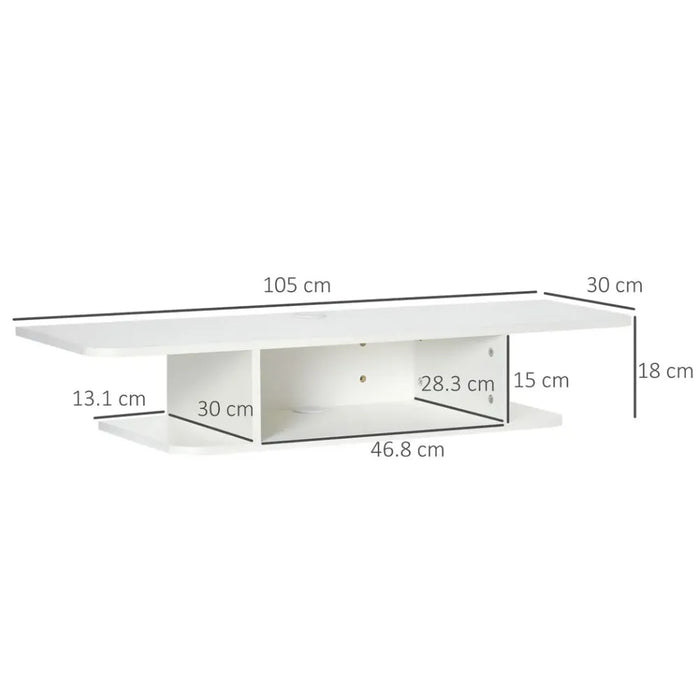 Floating TV Unit Stand Wall Mount Media Console, White - Space-saving, modern design with storage shelf