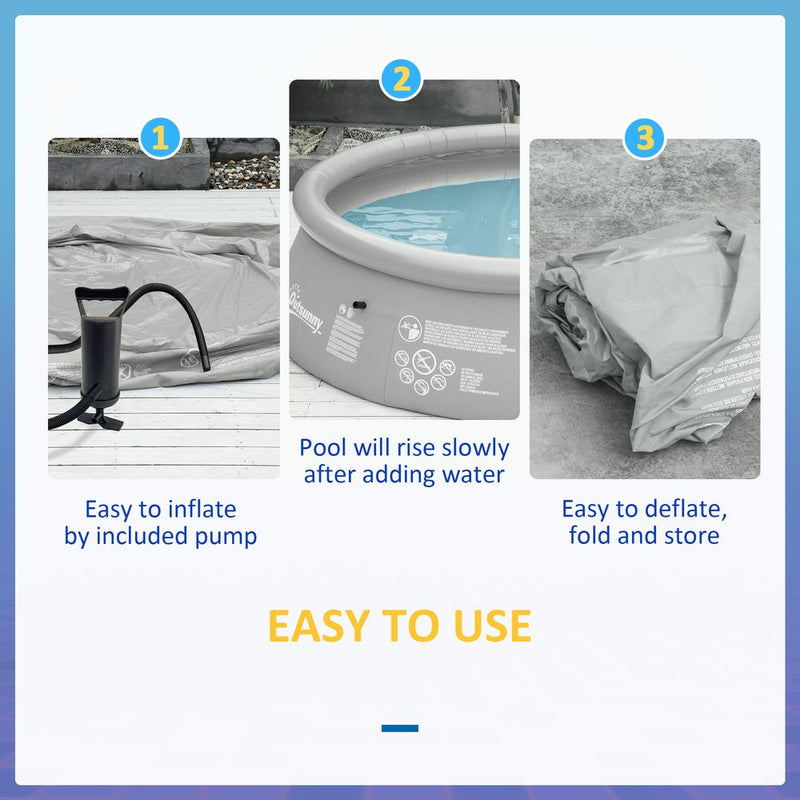 Premium 274cmx76cm Round Inflatable Swimming Pool + Hand Pump - Family-Sized for Summertime Fun